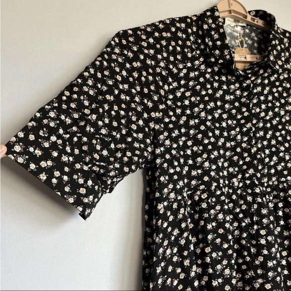 Natural Life Rebecca Midi Dress Black Cream Roses Sz XL NWT Empire Waist Flowy - Picture 9 of 16